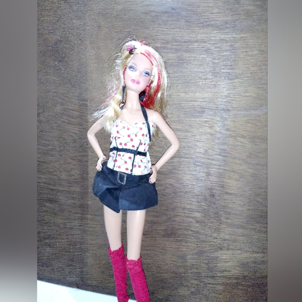 Barbie Doll with Black and Pink Outfit